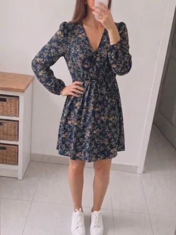 🌸 Robe d'été fleurie bleue marine - Shell - taille XS