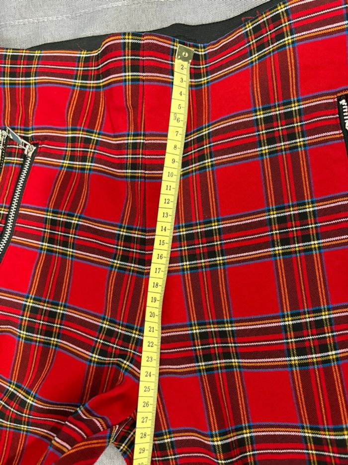 Pantalon stretch à carreaux rouges tartan écossais Zara S - photo numéro 5