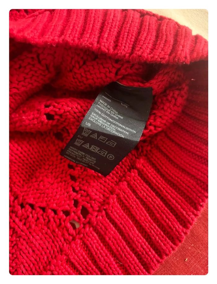 Pull Torsadé Tommy Hilfiger rouge taille L motif broderie - photo numéro 7