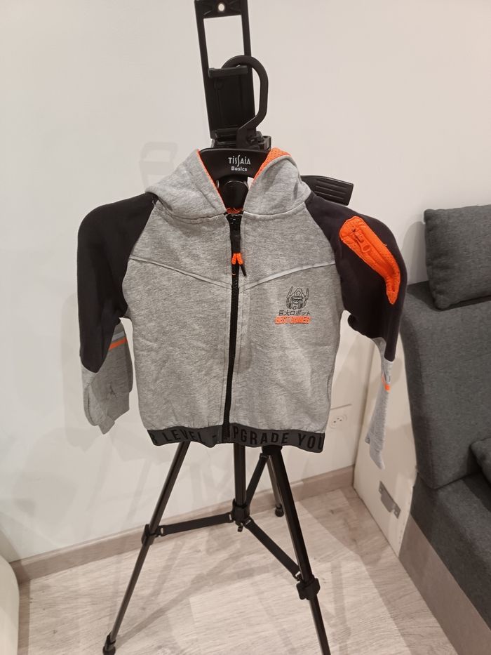 Gilet 5 ans tissaia gris et orange
