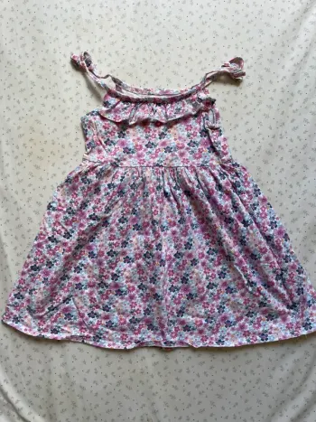 Robe bretelle rose à fleurs Vertbaudet 4 ans