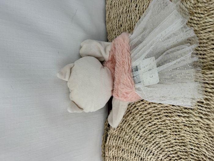 Doudou Marionnette Chat Tutu Maisons du Monde peluche rose blanc coeur fourrure doré danseuse - photo numéro 2
