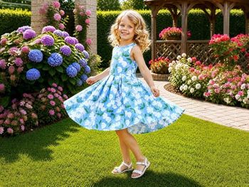 JACADI – ROBE FILLE MOTIF TULIPES BAS ÉVASÉ & NOMBREUX PLIS PLATS A LA TAILLE 6A