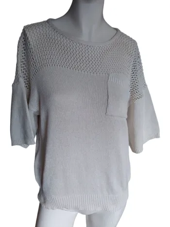 Pull léger fin vintage printemps été spring summer crochet beige