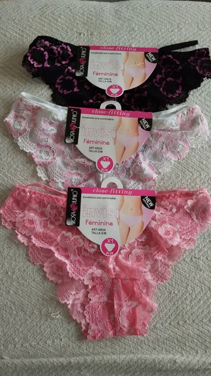 Lot de 3 culottes rose noire et blanche taille 34/36 femme
