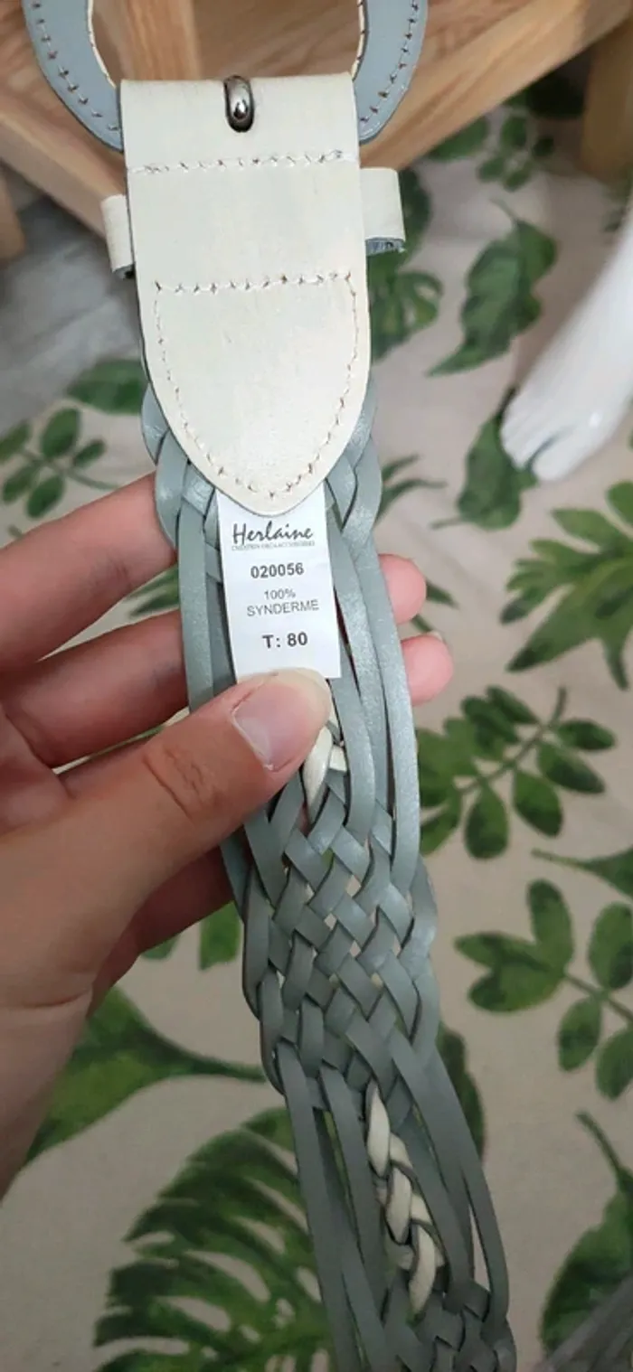 Ceinture beige/gris, entrelacée - photo numéro 3