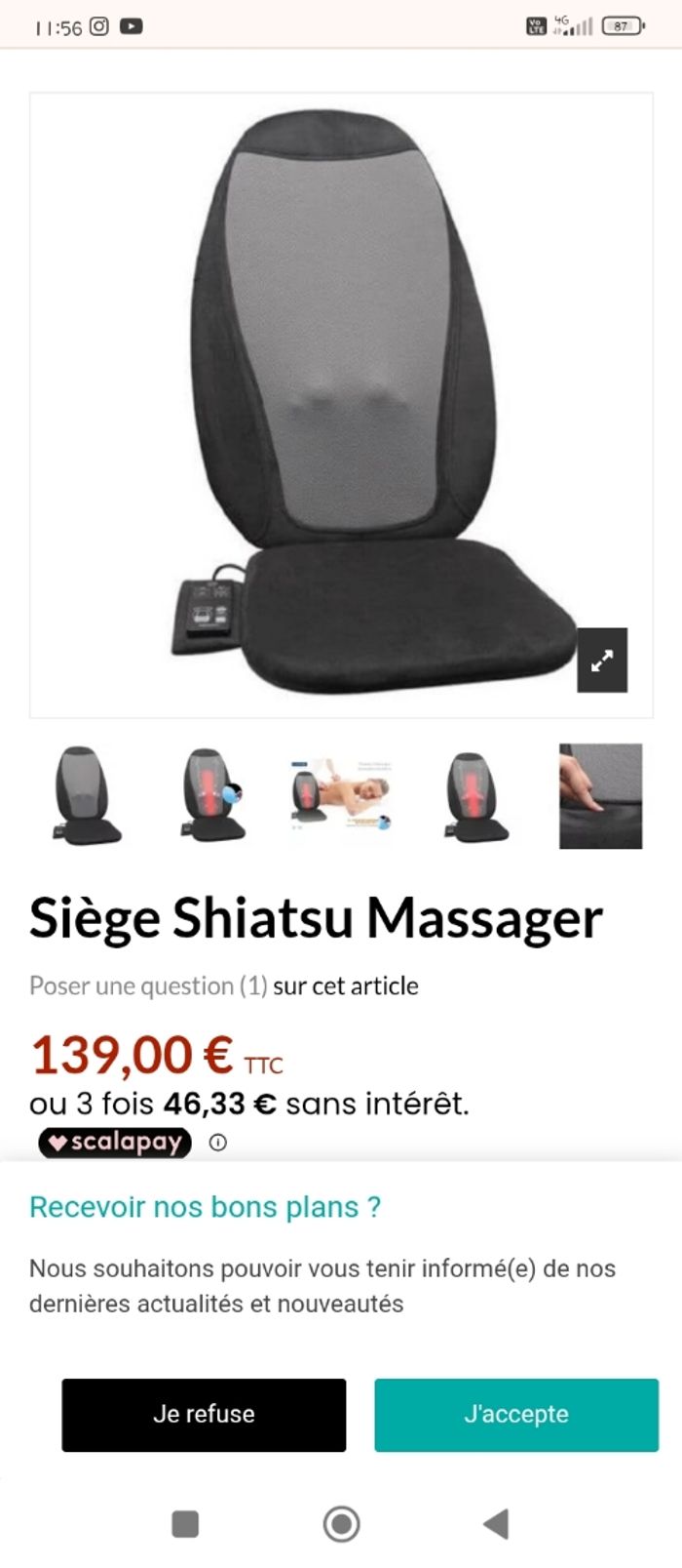 Vend masseur chauffant body basics shiatsu neuf chauffan - photo numéro 4