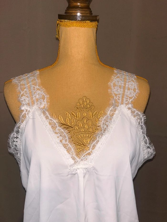 Debardeur blanc bretelles en dentelle neuf taille L - photo numéro 5