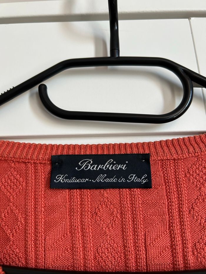 Pull corail à détails Col V Homme Barbieri Tailles L-XL - photo numéro 3