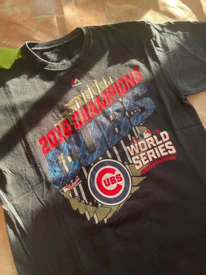 T-shirt noir Chicago Cubs World Series 2016, unisexe taille M style sport US vintage été - photo numéro 2