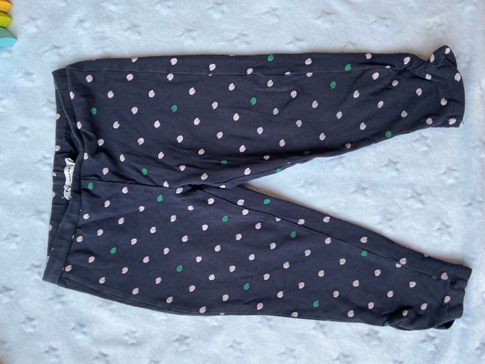 legging taille élastique bleu marine à pois vert et rose 3 ans naf naf - photo numéro 3