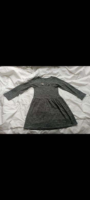 Robe grise manches longues avec beabs in extenso 8 ans neuve