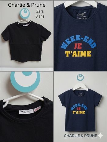 Lot de 2 T-shirt zara et Charlie et Prune