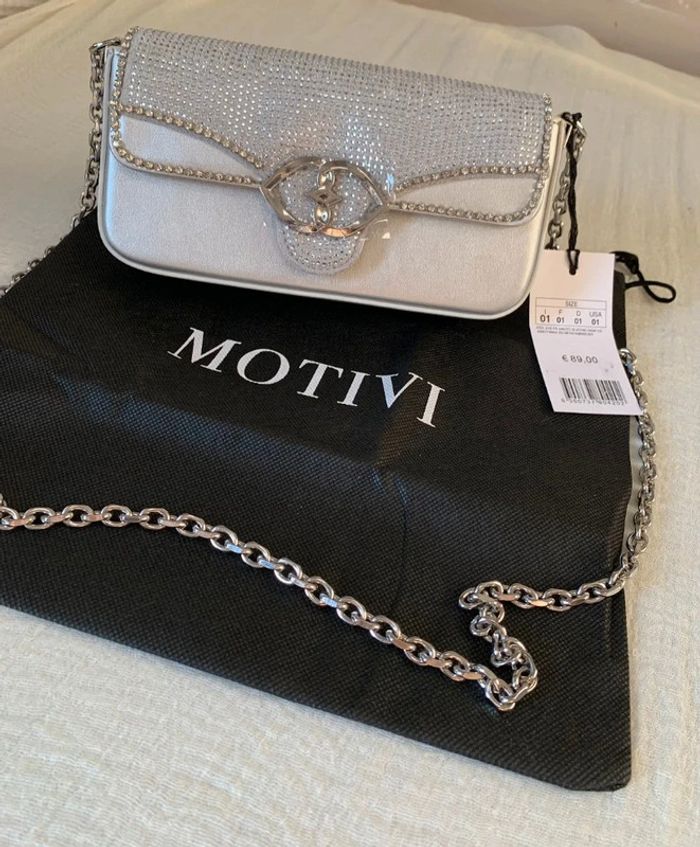 Sac à main gris pailleté pour femme de créateur- motivi style y2k - Neuf - photo numéro 2