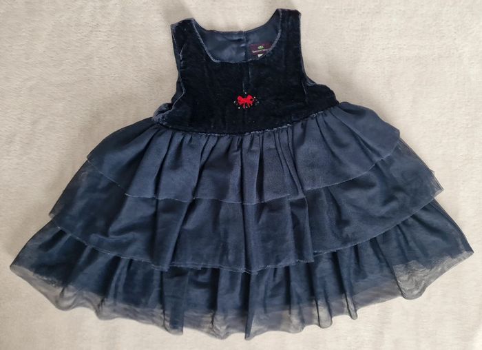 Jolie robe marine à volants Sergent Major 12M (BE avec défauts) - photo numéro 2