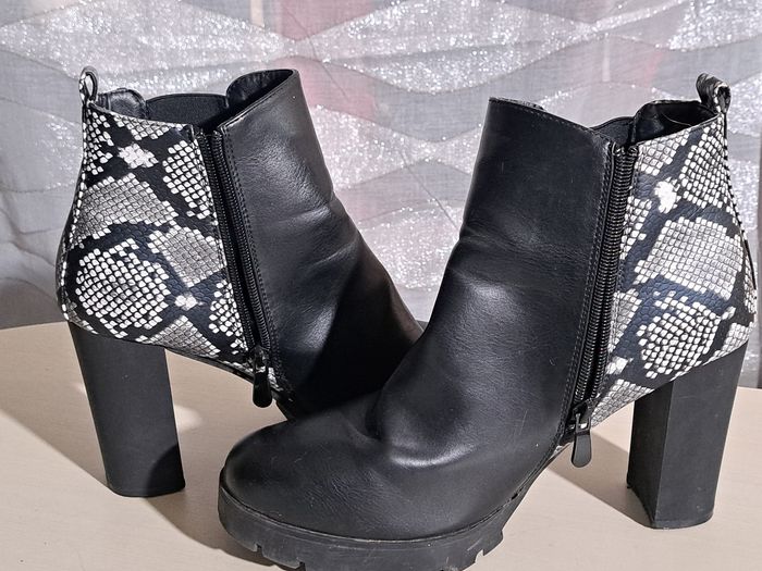 Bottines noires au motif peau de serpent 41 - photo numéro 5