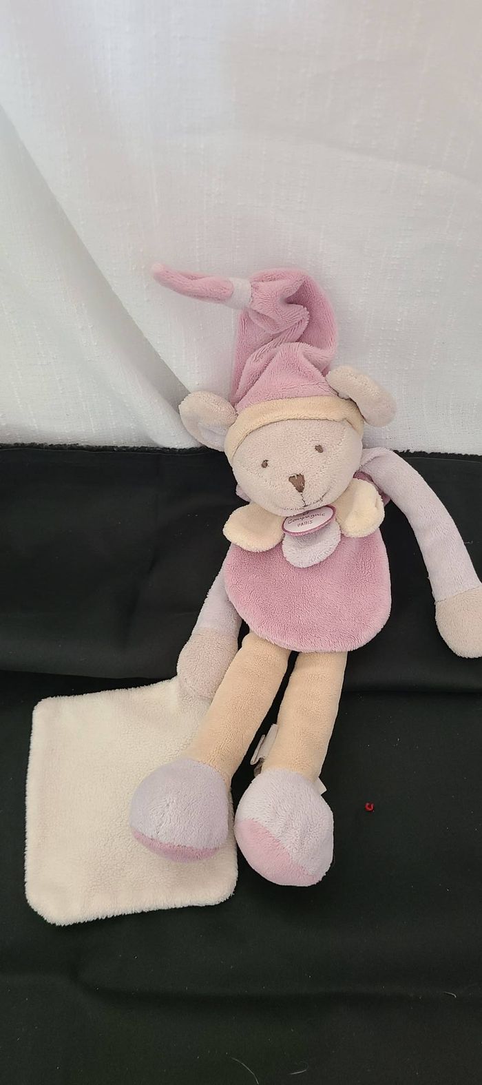 Doudou Lapin Marron Rose Mauve Vert Mouchoir Lila Mélis DOUDOU ET COMPAGNIE - photo numéro 3
