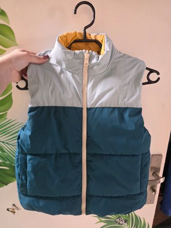 Gilet / Doudoune Sans Manches Réversible - 2 en 1 (Bleu Canard / Moutarde)