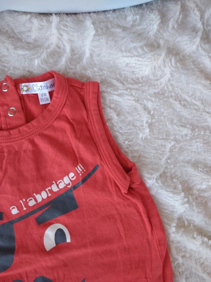 Tee shirt débardeur chemise sans manche Garçon 9 mois Pirate à l'abordage Kitchoun 100% coton - photo numéro 4