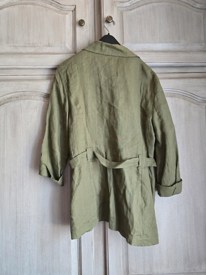 Veste chemise en lin pourquoi pas paris taille 38 kaki - photo numéro 4