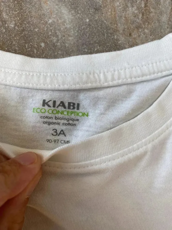 T-Shirt blanc et bleu 3 ans Kiabi - photo numéro 3