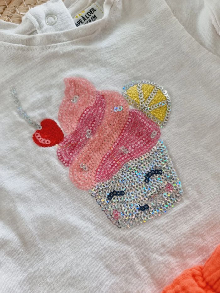 Ensemble short 3 mois bébé fille - photo numéro 2