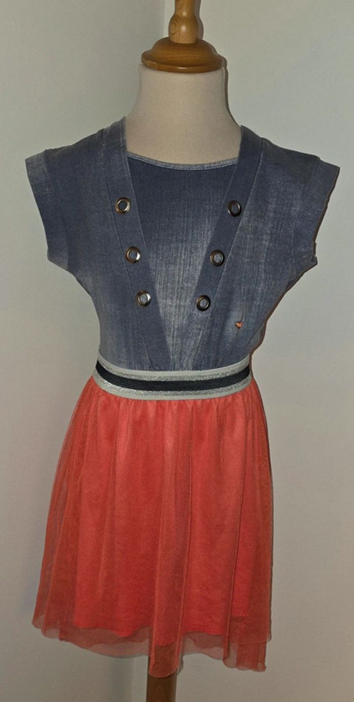 Robe tulle effet délavé coeurs brodés 10 ans