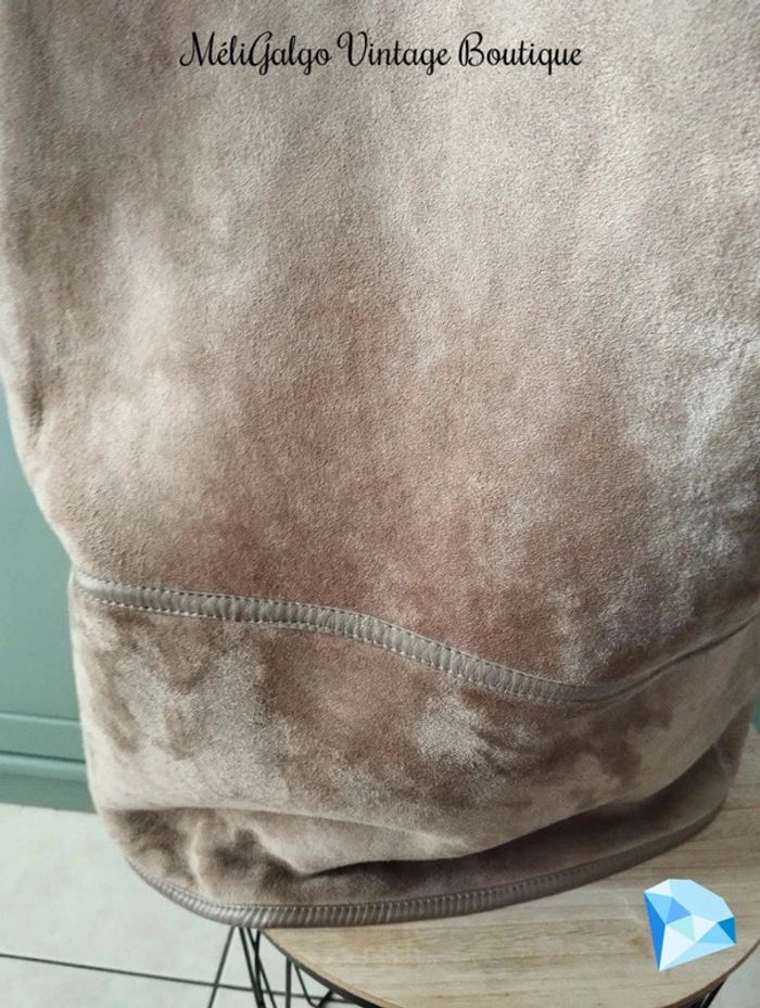 🌹 Manteau Cuir/Daim Velours Beige Clair Doublé Sherpa Vintage T40/42🌹 - photo numéro 8
