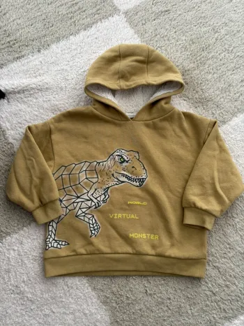 Sweat à capuche intérieur polaire vertbaudet 5 ans dinosaure