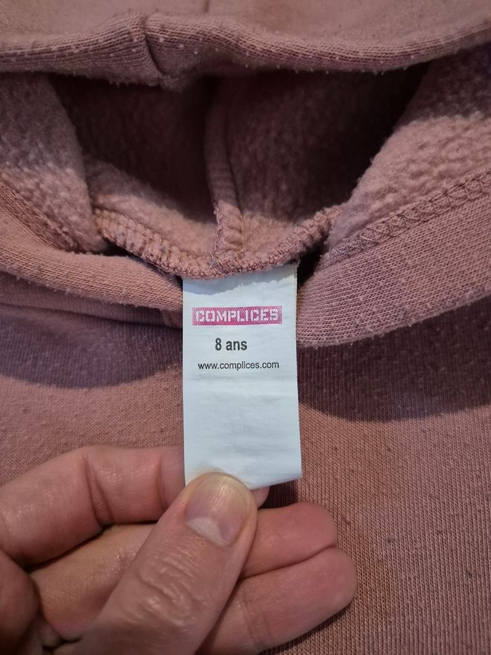 Sweet à  capuche "Complice" rose - 8 ans - photo numéro 7