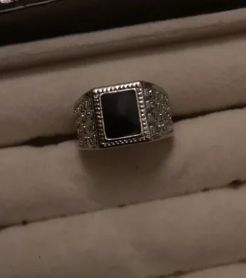 Chevalière homme carrée noir taille 18
