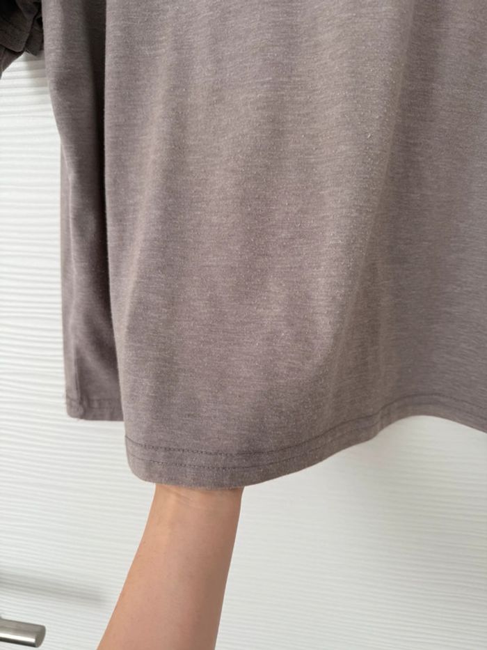 Haut t-shirt gris à manches courtes volants uni basique simple col rond - photo numéro 4