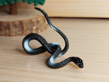Figurine serpent noir et blanc Animal de la savane