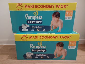 2 Maxi-Eco-Packs couches Pampers baby-dry Taille 3 - carton de 140 couches