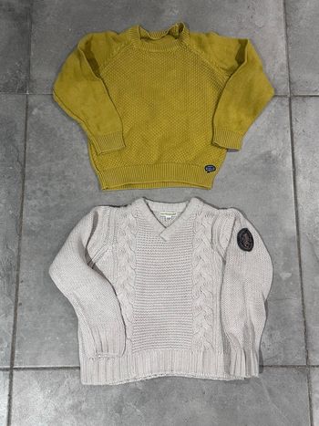 Lot de 2 pulls en mailles beige et jaune Vertbaudet taille 4 ans
