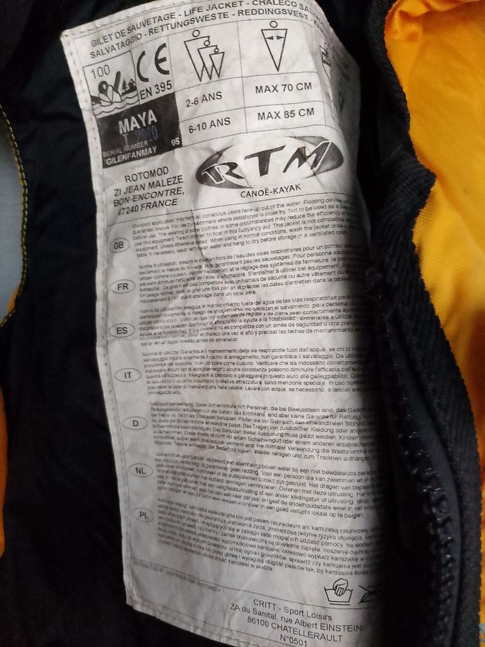 Gilet de sauvetage enfant RTM - photo numéro 6