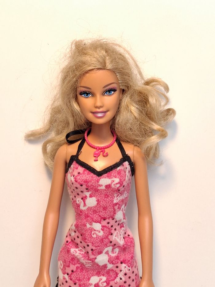 Poupée mattel Barbie blonde robe rose imprimé barbie
Poupée et ensemble compris - photo numéro 2