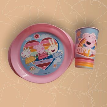 Lot assiette et gobelet peppa pig rose