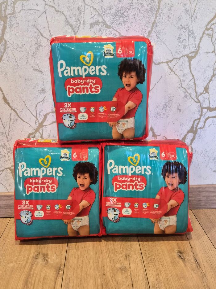 Lot de 3 paquet de couche Pampers baby dry pants taille 6 - photo numéro 2