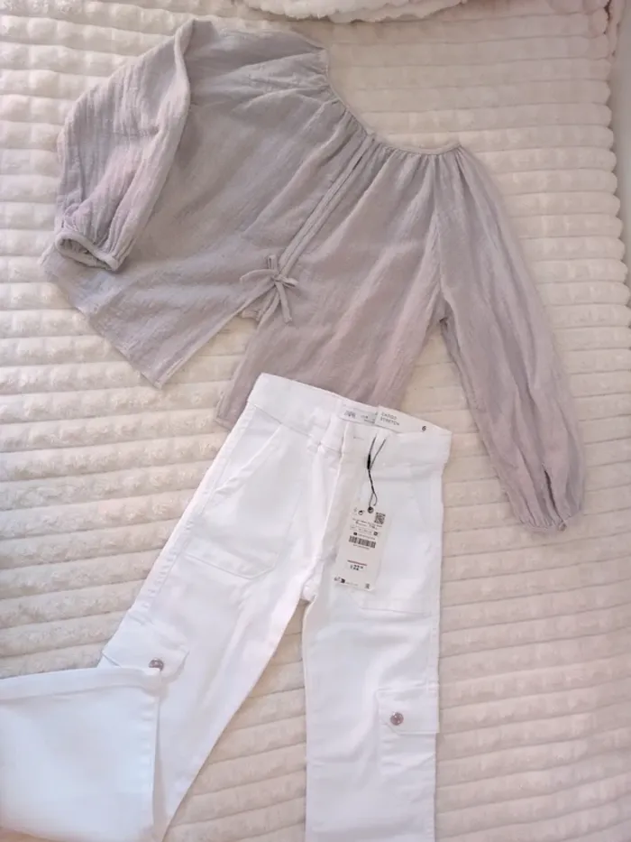 Ensemble fille tunique +cargo neuf 6ans Zara 🤍🩶 - photo numéro 5