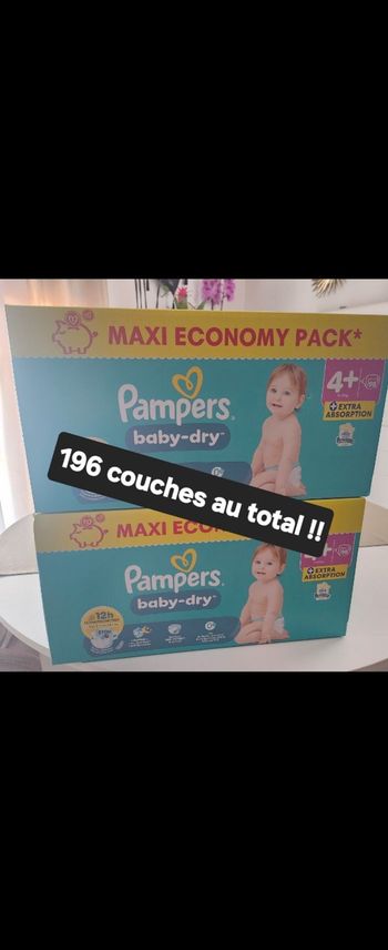 Lot de 2 packs de couches pampers baby dry taille 4+