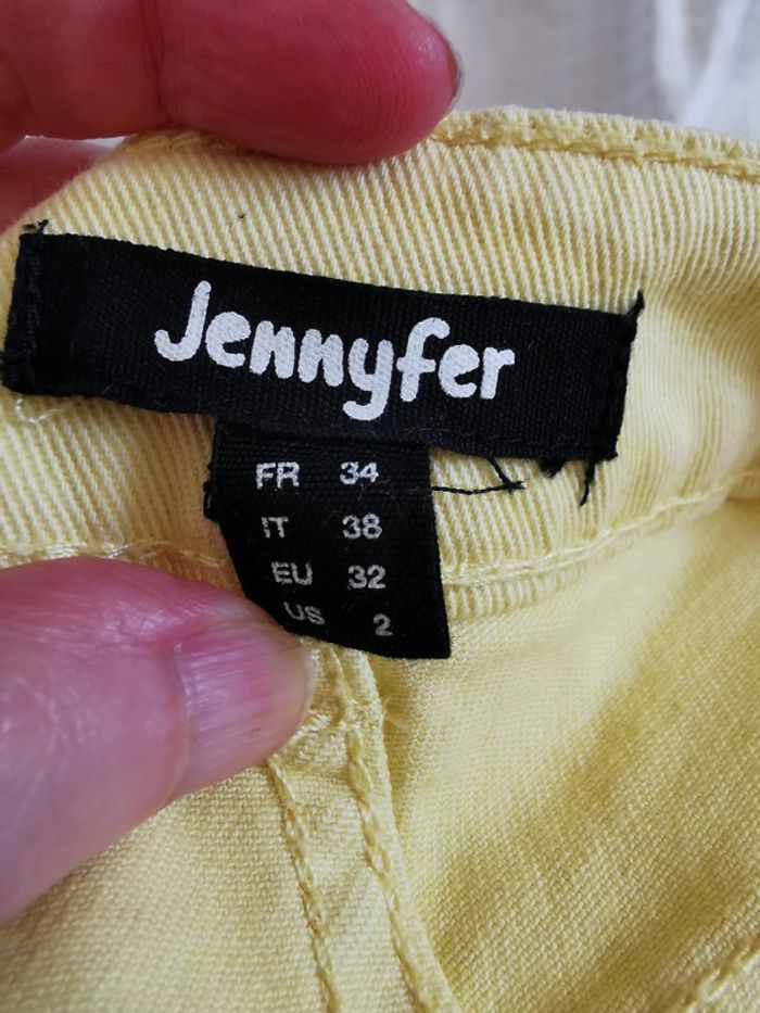 short jaune toile style jeans élastique moulant - photo numéro 4