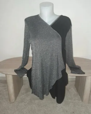 Blouse haut Carmen 💫Argenté 💫asymétrique💫Mega New 💫Taille 42