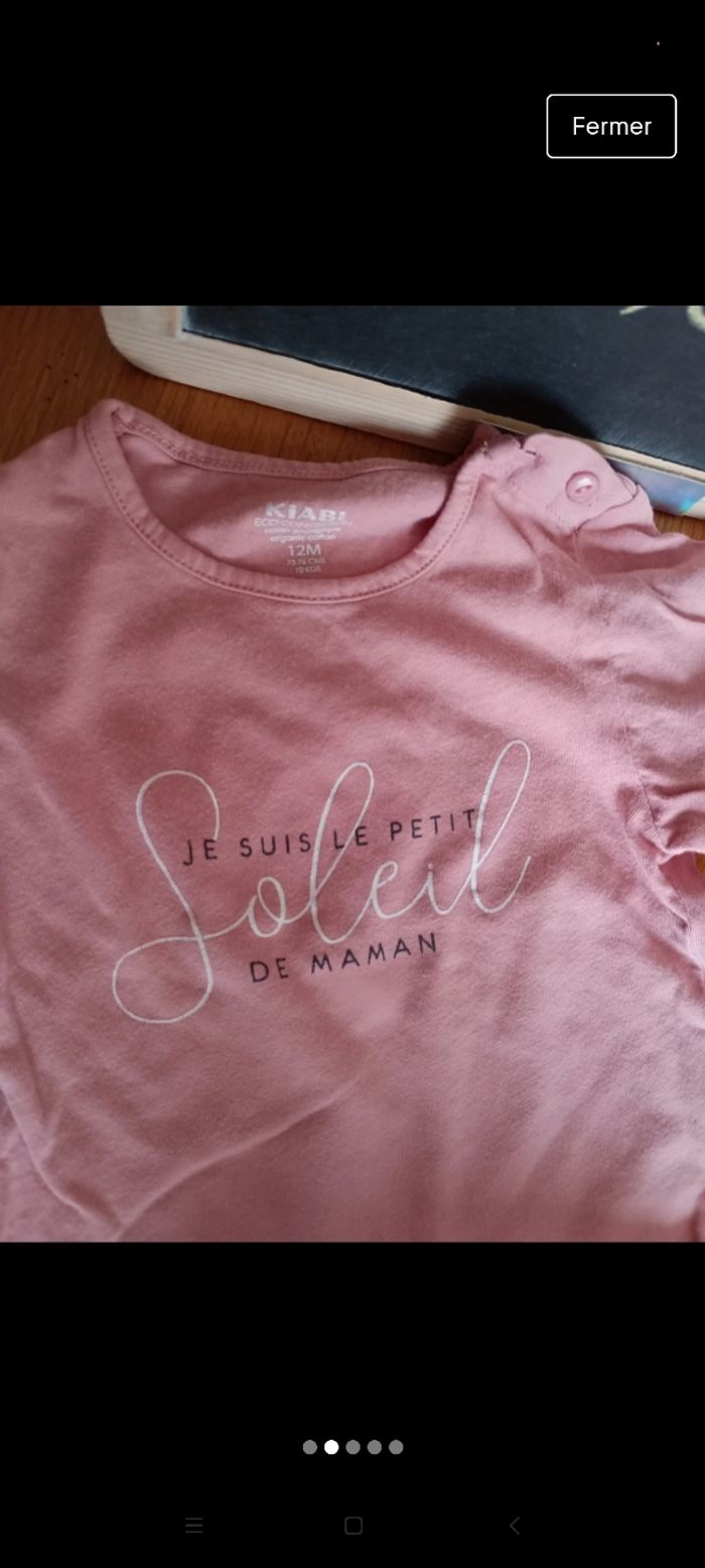 Lot 1 pantalon réglable et un t-shirt manches longues taille 1 an en très bon état. Marque Kiabi et H&M - photo numéro 2