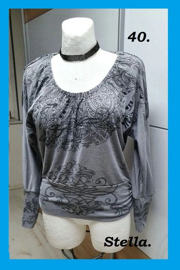 Beau T-shirt/pull gris manches chauve souris Stella T: 40