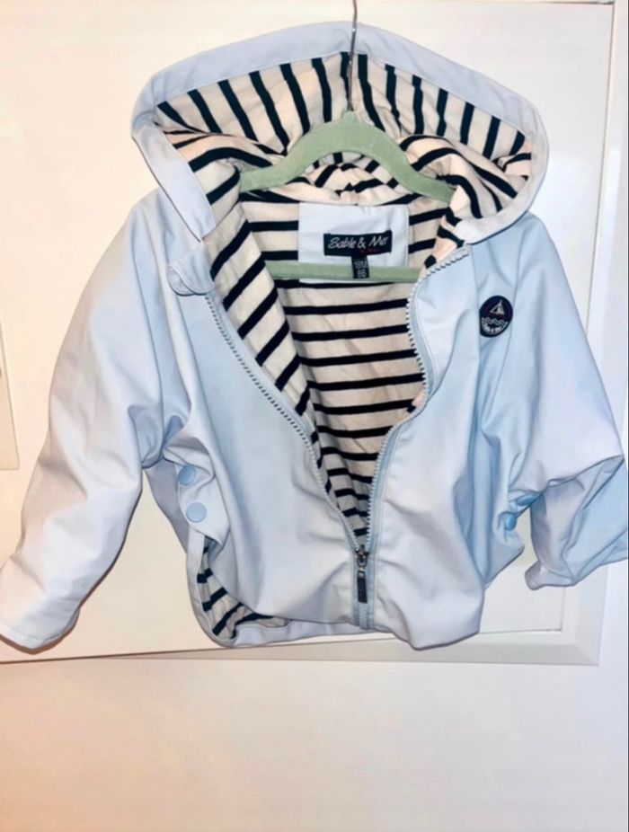 Parka style cape  bleu et marinière - Sable et Mer - photo numéro 4