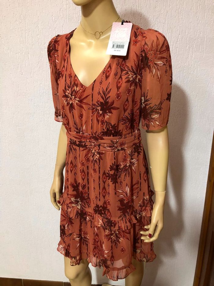 Robe terracotta à fleurs naf naf - n e u v e