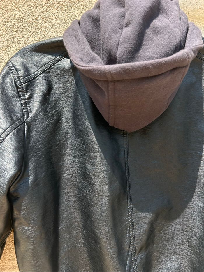 ZARA blouson bomber simili noir capuche garçon - photo numéro 6