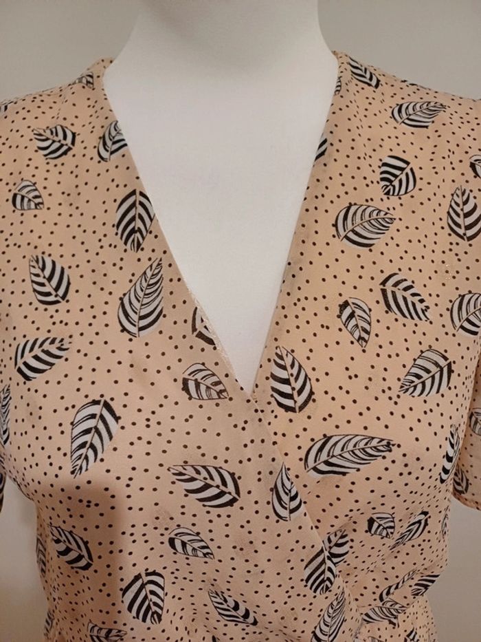 Robe fluide à imprimé Plumes Flamant Rose taille S 36 - photo numéro 3