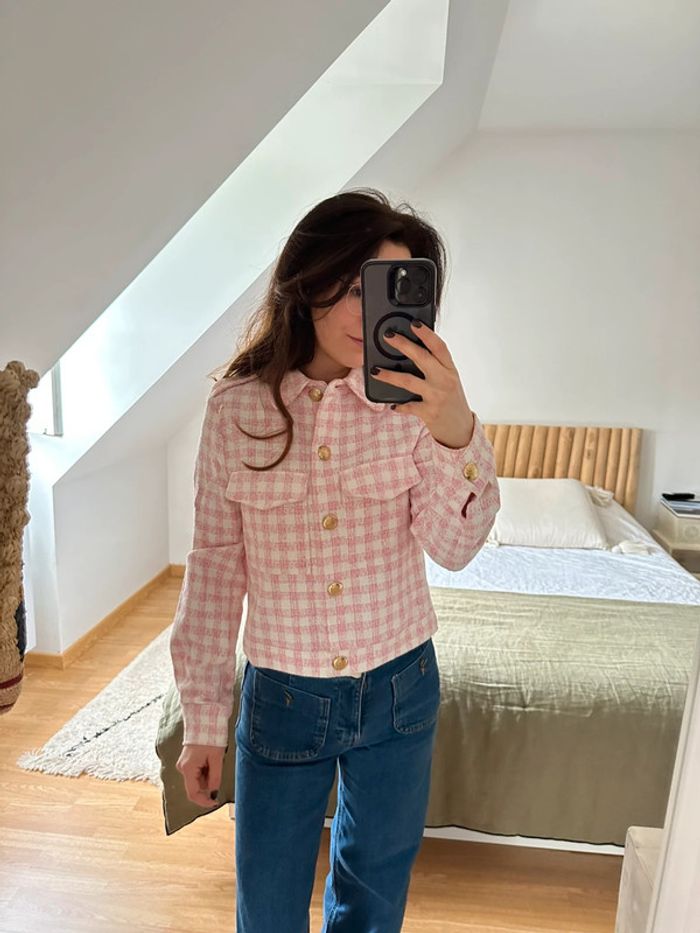 Veste en tweed vichy Zara 🍬 - photo numéro 3
